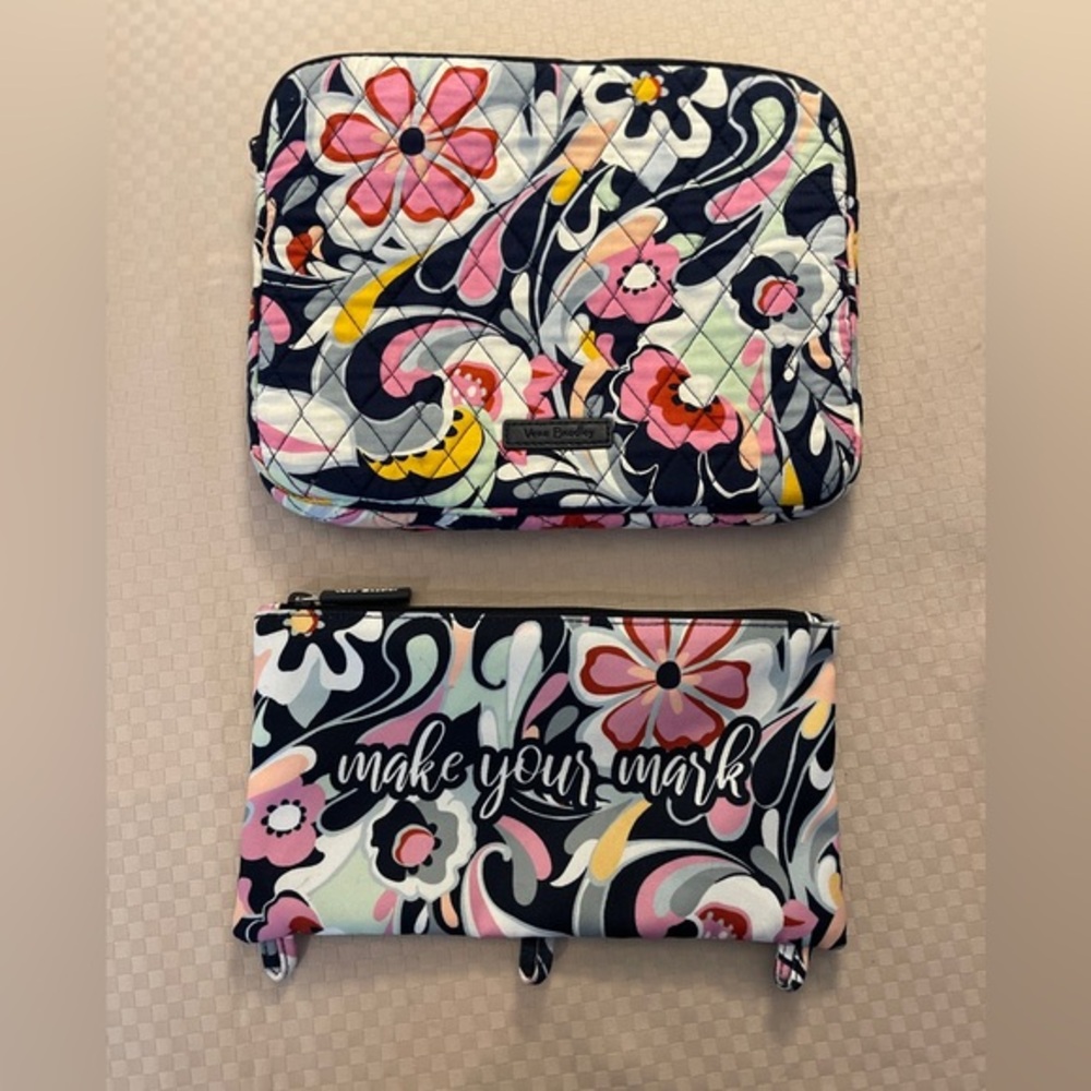 Vera Bradley Mod Paisley padded zip iPad/tablet sleeve matching zip pencil case